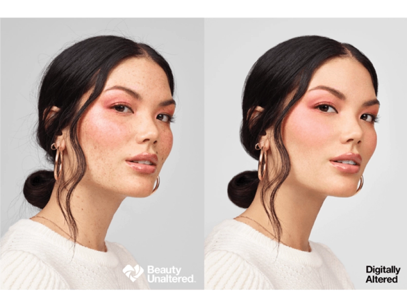 image of woman with and without digital edits